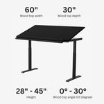 VersaDesk PowerLift 60"W Electric Adjustable Drafting Table, Black (PEDT60-BB-APP)