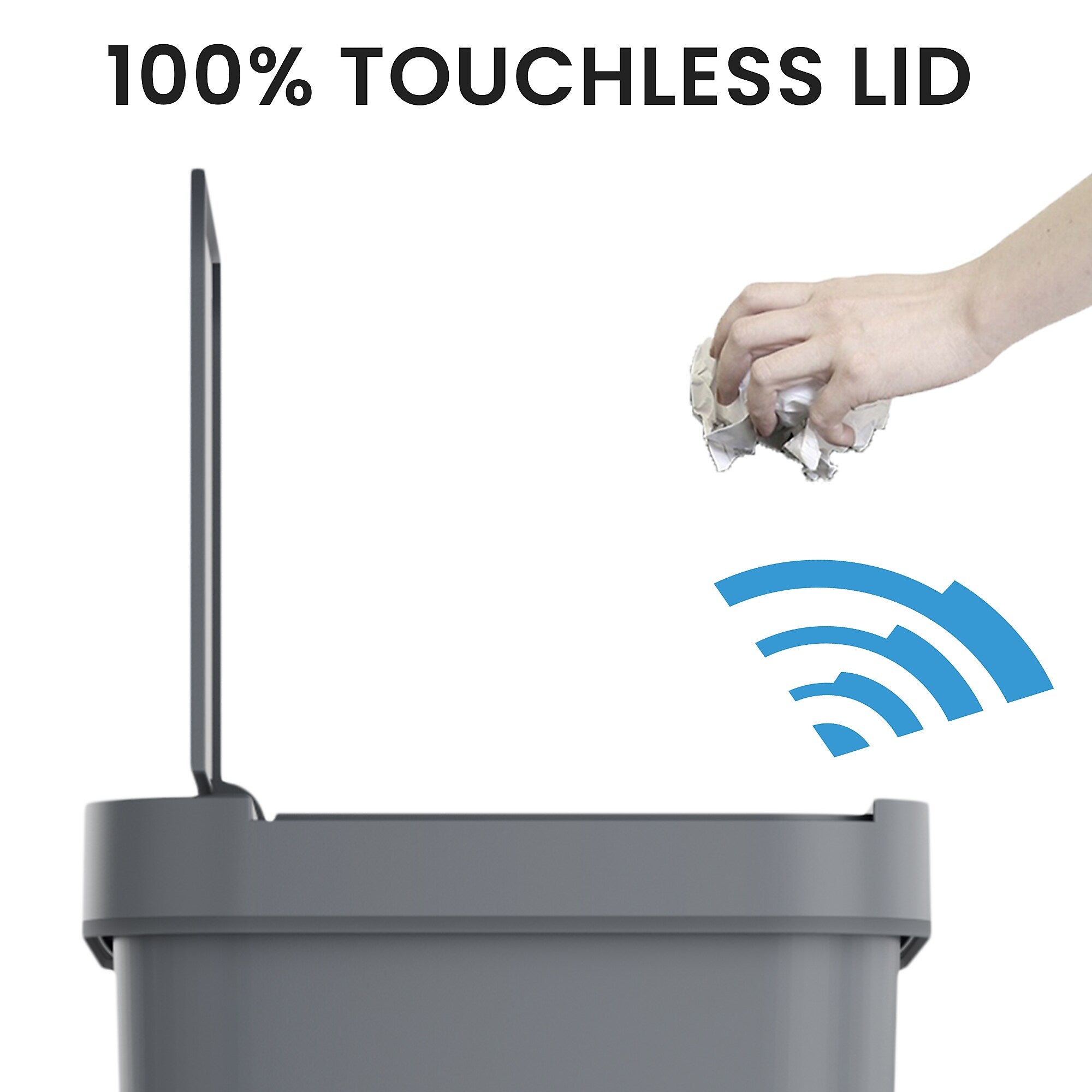 iTouchless Plastic Sensor Trash Can, 13.2 Gallon, Gray (SP13GG)