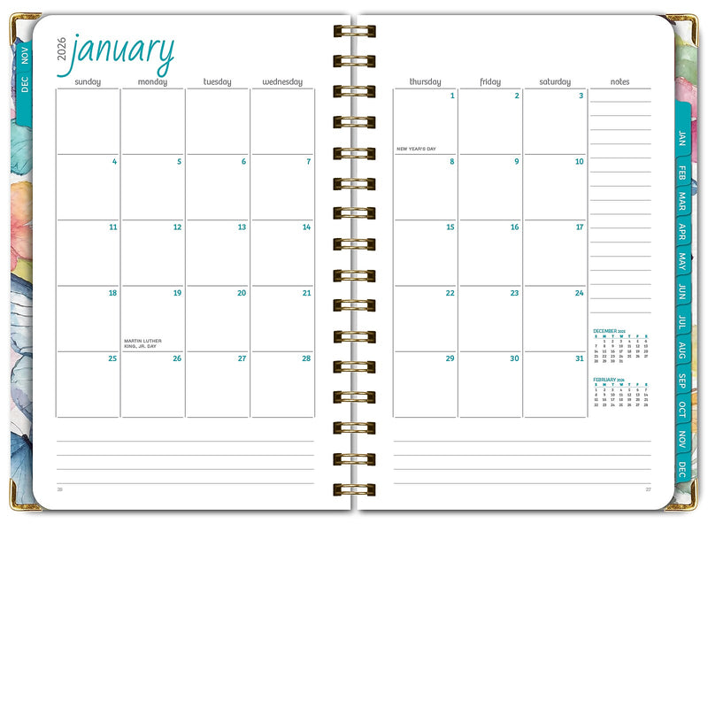 2026 Global Printed Products Watercolor Butterflies 5.5" x 8" Weekly & Monthly Planner, Paperboard Cover (NRY26-58-33)