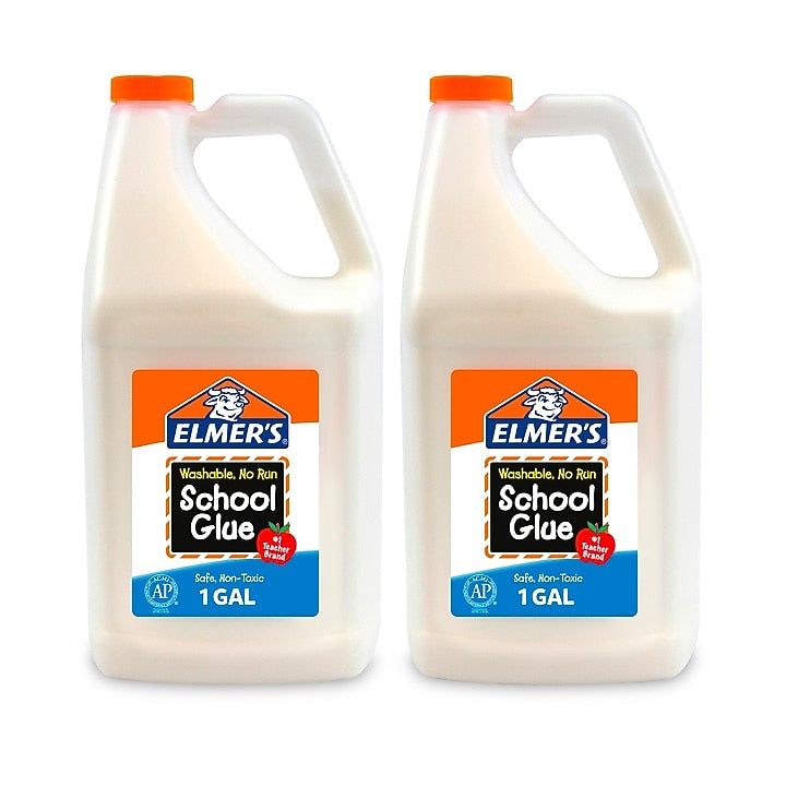 Elmer's School Washable Removable School Glue, 1 Gallon, White, 2/Carton (E340)