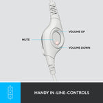 Logitech H390 Noise Canceling Stereo Headset, White (981-001285)