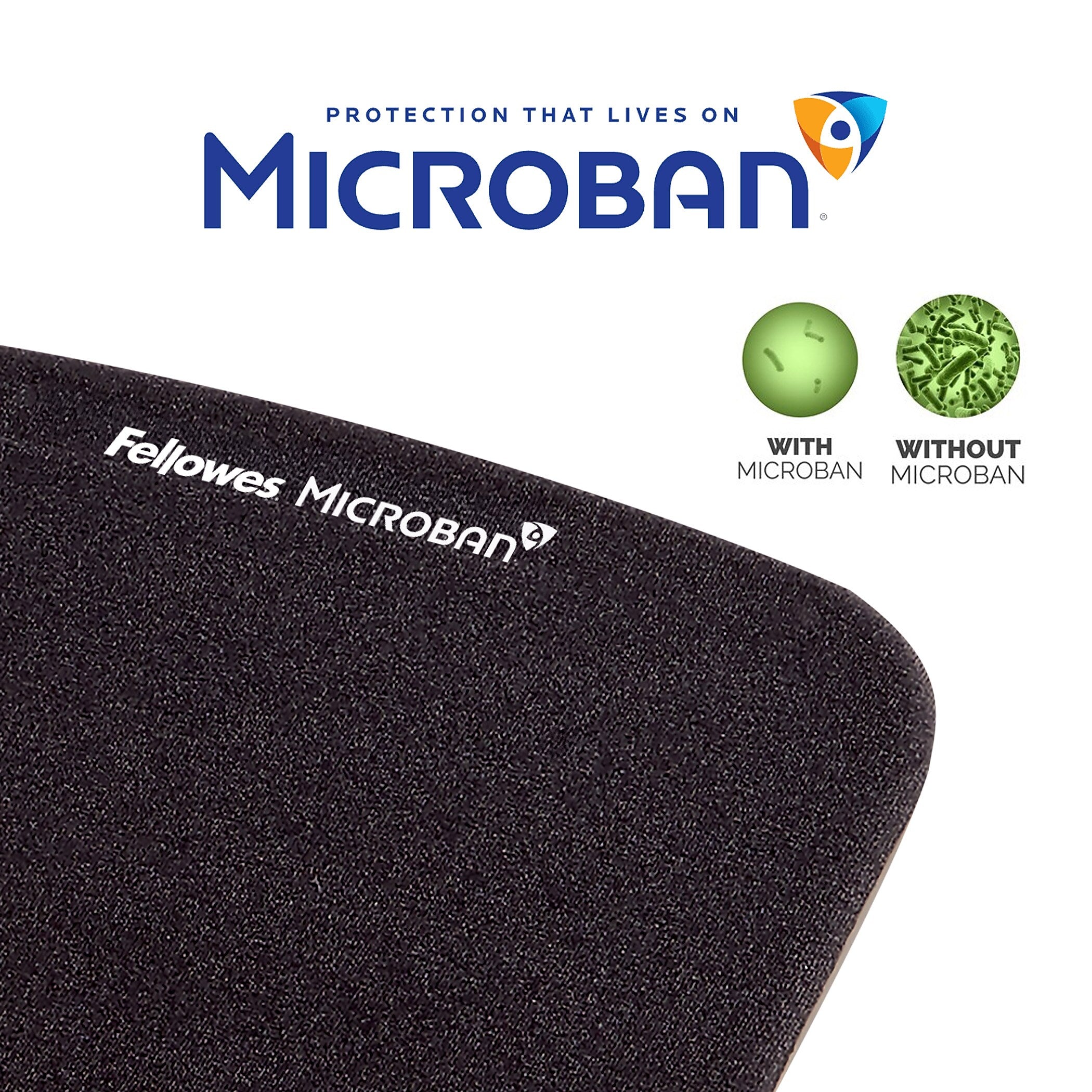 Fellowes PlushTouch Foam Non-Skid Mouse Pad/Wrist Rest Combo, Black (9252001)