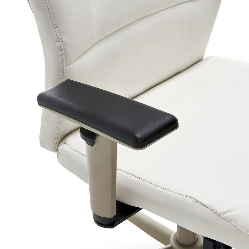 La-Z-Boy Baylor Ergonomic Faux Leather Swivel Executive Chair, White (CHR10085A)