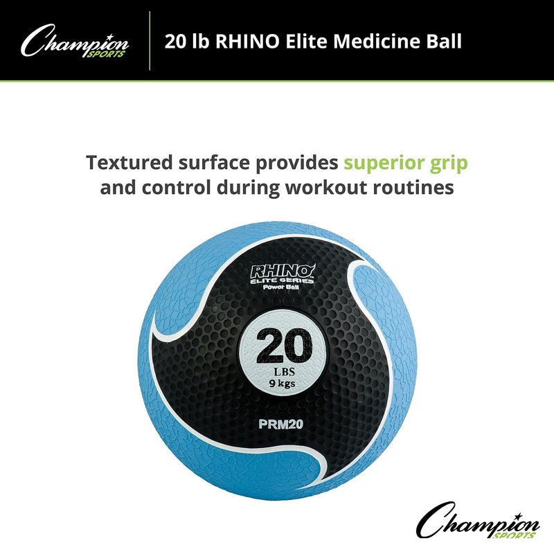 Champion Sports 20 lbs. Rhino Elite Medicine Ball, Blue (CHMP702)