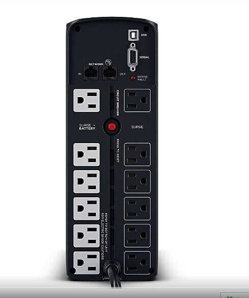 CyberPower PFC Sinewave Series 1350VA UPS, 10-Outlets, Black (CP1350PFCLCD)