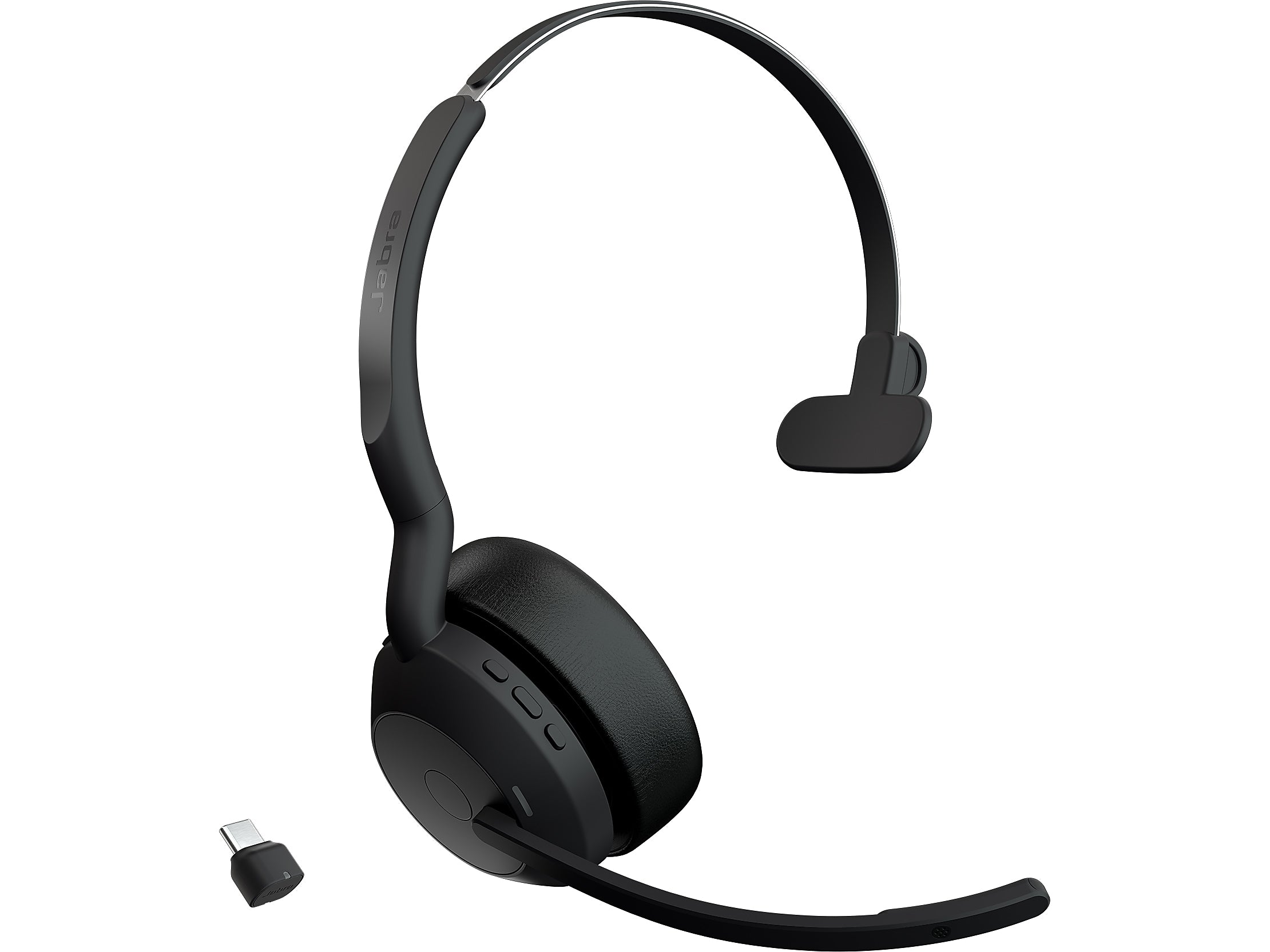 jabra Evolve2 55 Wireless Noise Canceling Bluetooth Mono Phone & Computer Headset, USB-C, UC-Certified, Black (25599-889-899-01)