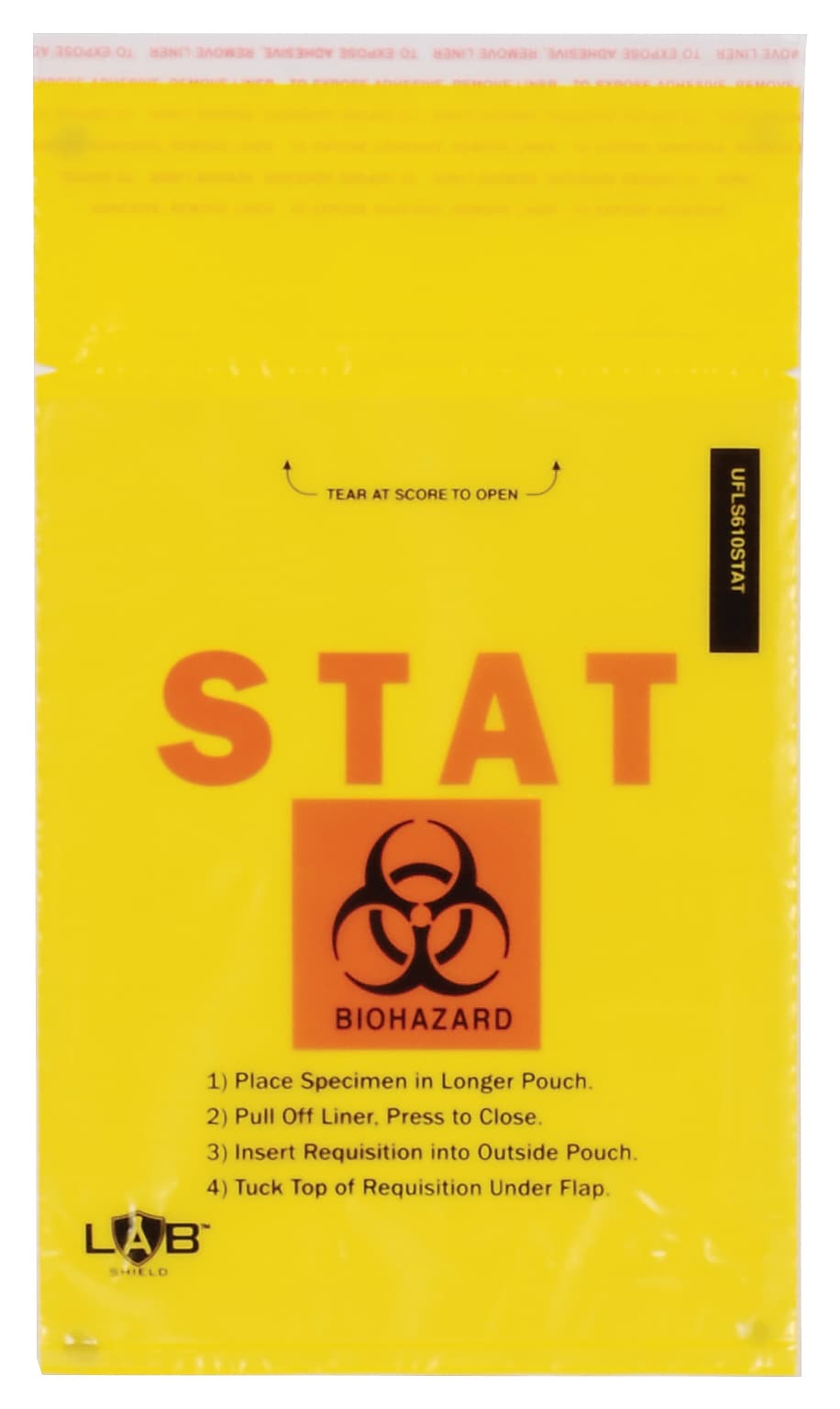 Document Pouch, Biohazard Symbol 6" x 10" Red STAT Adhesive Pull-N-Seal Closure, Qty 1000/ct