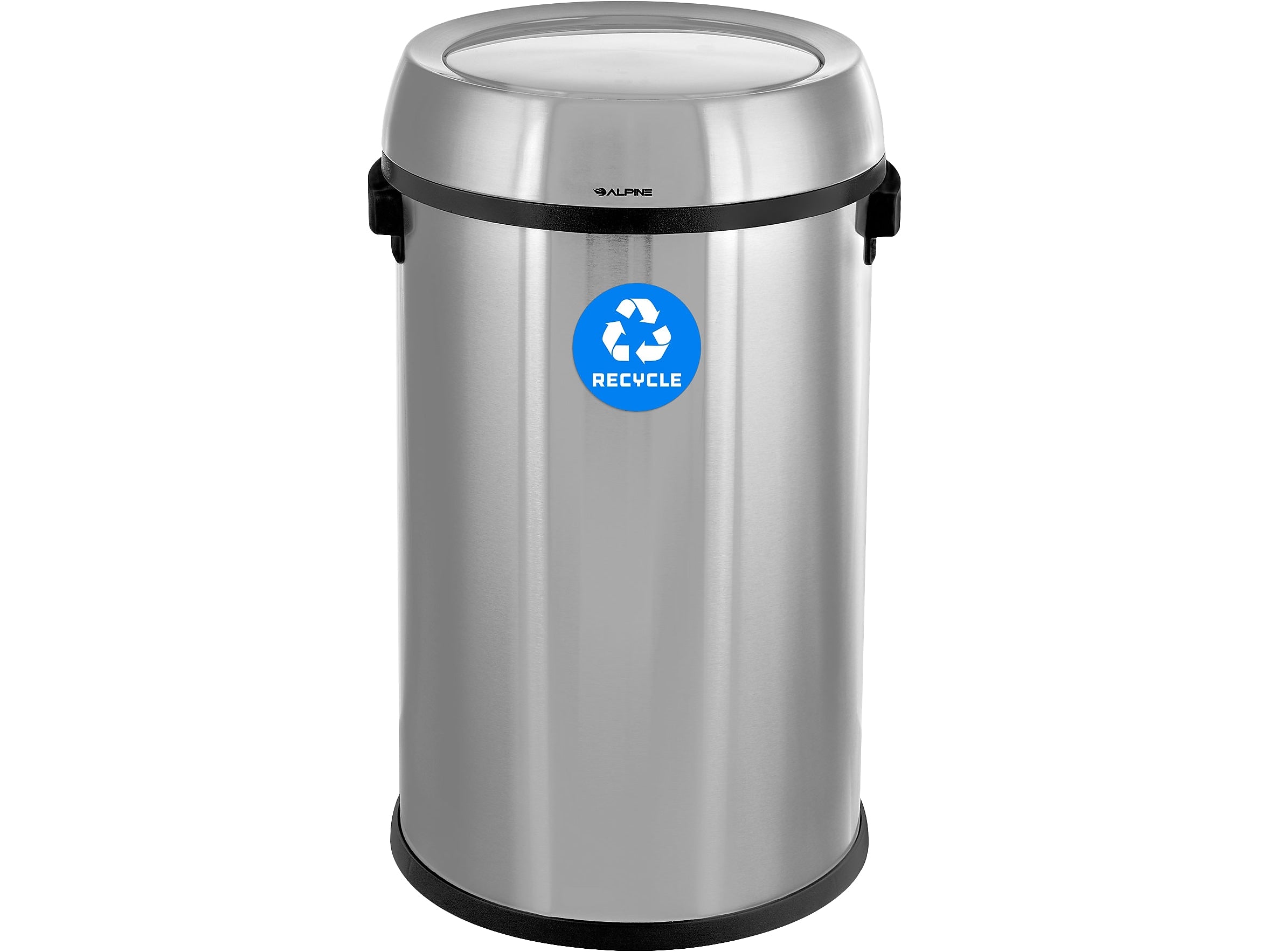 Alpine Industries Commercial Indoor Single-Stream Indoor Recycling Station, 17 Gallon, Stainless Steel (ALP470-65L-1-R)