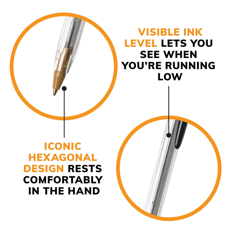 BIC Cristal Xtra Smooth Ballpoint Pens, Medium Point, 0.1mm, Black Ink, Dozen (MS11BK)