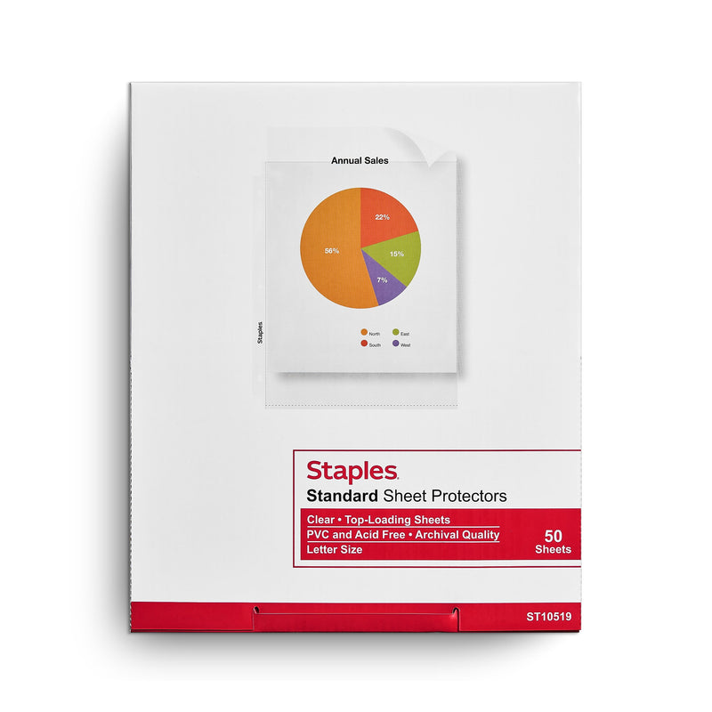 Staples Standard Weight Sheet Protector, 8.5" x 11", Clear, 50/Box (10519-CC)