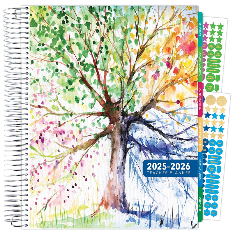 2025-2026 Global Printed Products Deluxe Tree Seasons 8.5" x 11" Academic Weekly & Monthly Teacher Planner, Plastic Cover