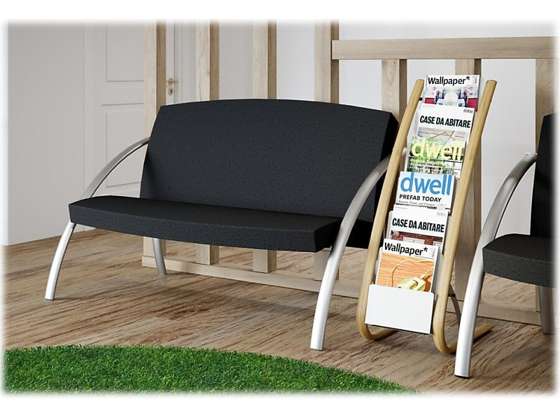 Alba Literature Holder, 8.3" x 11.7", White/Wood, Steel/ABS (DDEXPO6W BC)