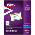 Avery Printable Laser/Inkjet Name Badge Insert Refills, 2 1/4" x 3 1/2", White, 400 Inserts Per Box (5390)