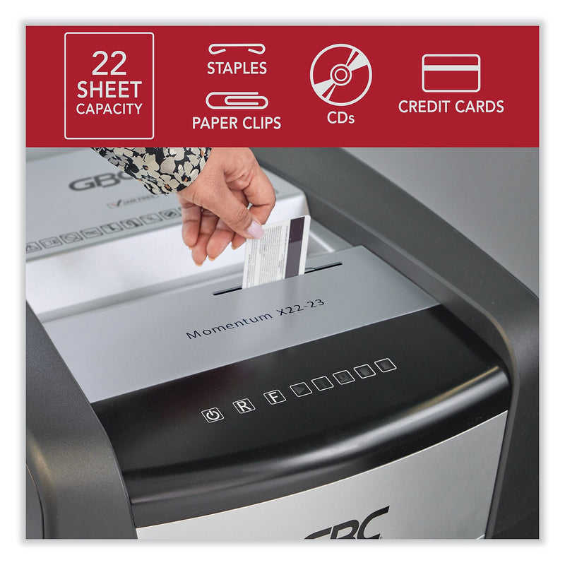GBC Momentum X22-23 Micro-Cut P-4 Anti-Jam Shredder, 22 Manual Sheet Capacity