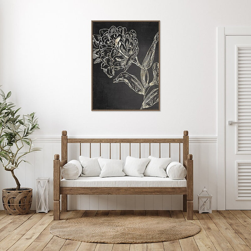 Amanti Art Golden Flower Folklore II by Asia Jensen Framed Canvas Wall Art Print, 32" x 42" (A42678302656)