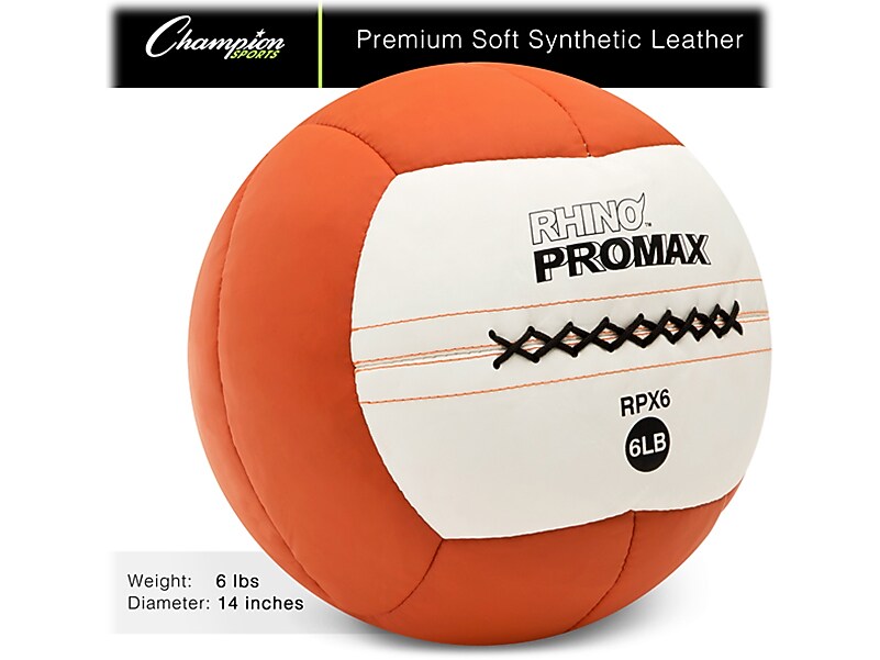 Champion Sports RHINO Promax Orange/White Medicine Ball, 6 Lbs. (RPX6)