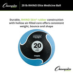 Champion Sports 20 lbs. Rhino Elite Medicine Ball, Blue (CHMP702)