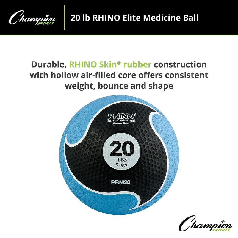 Champion Sports 20 lbs. Rhino Elite Medicine Ball, Blue (CHMP702)