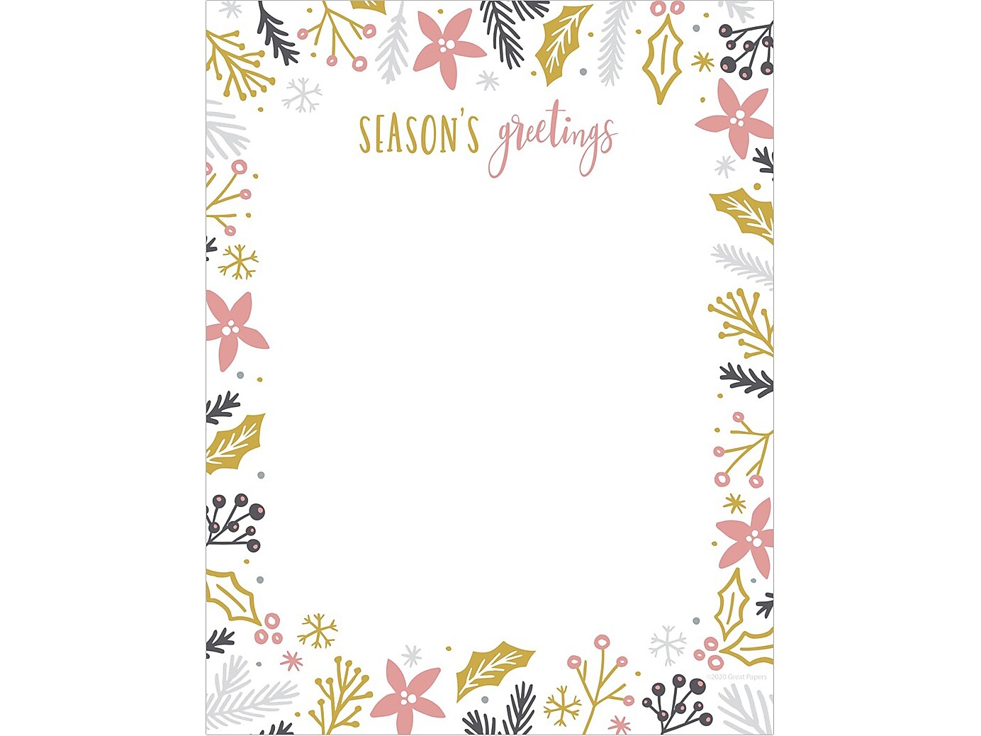 Great Papers! Modern Holiday Letterhead, Multicolor, 80/Pack (2020101)