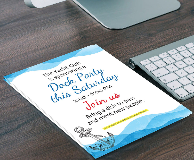 Great Papers Ocean Nautical Anchor Everyday Letterhead, Multicolored, 50 Sheets/Pack (2025015)