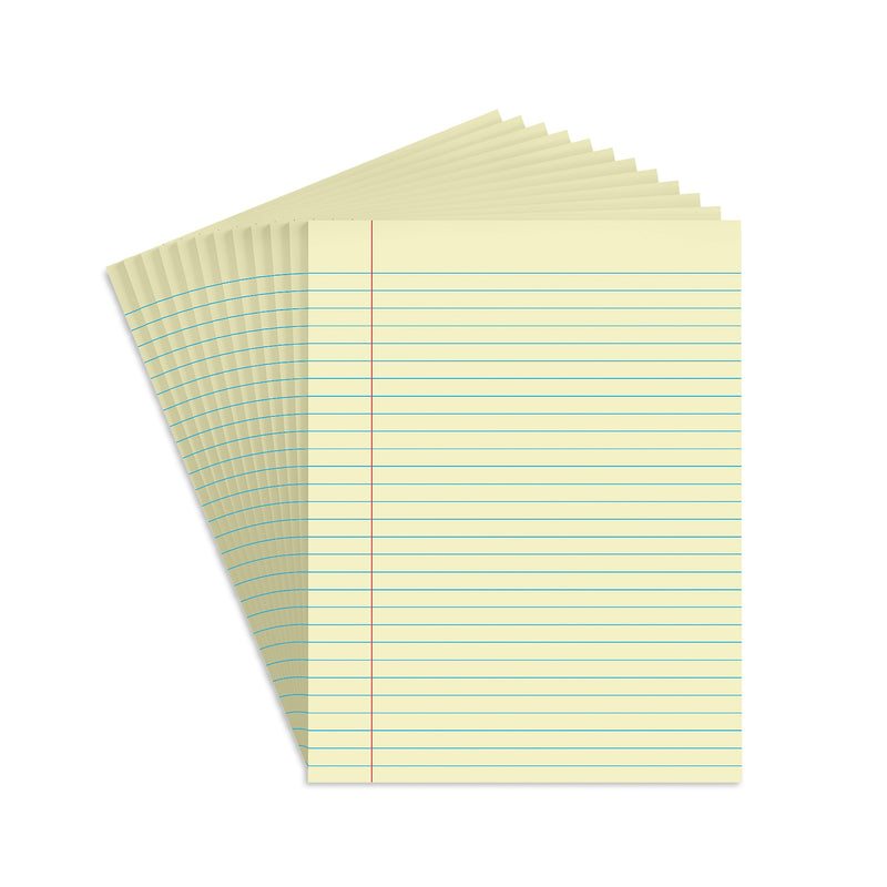 Staples Notepads, 8.5" x 11", Wide Ruled, Canary, 50 Sheets/Pad, Dozen Pads/Pack (ST57295)