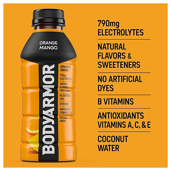BodyArmor SuperDrink Orange Mango Sports Drink, 16 oz. Bottle, 12/Pack (100002-1.4)