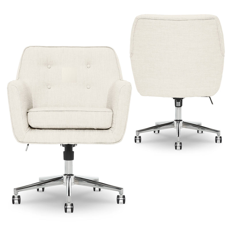 Serta Style Ashland Fabric Swivel Computer and Desk Chair, Ivory (48372)