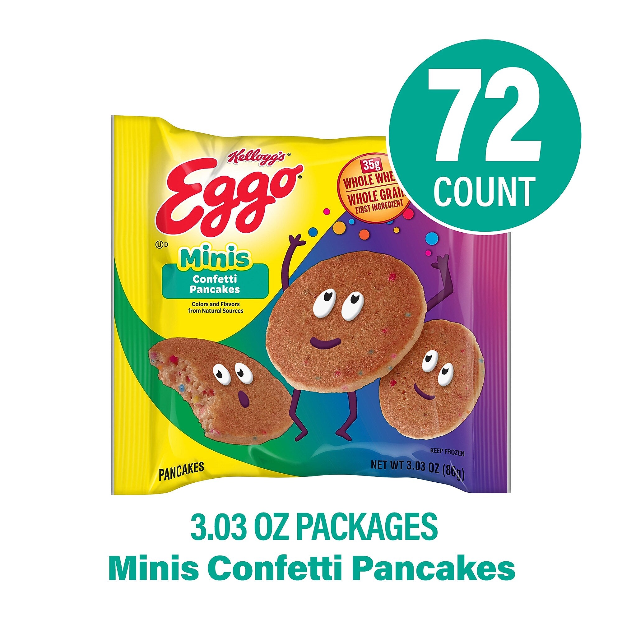 Eggo Bites Mini Confetti Pancakes, 3.03 oz., 72/Pack (220-02467)