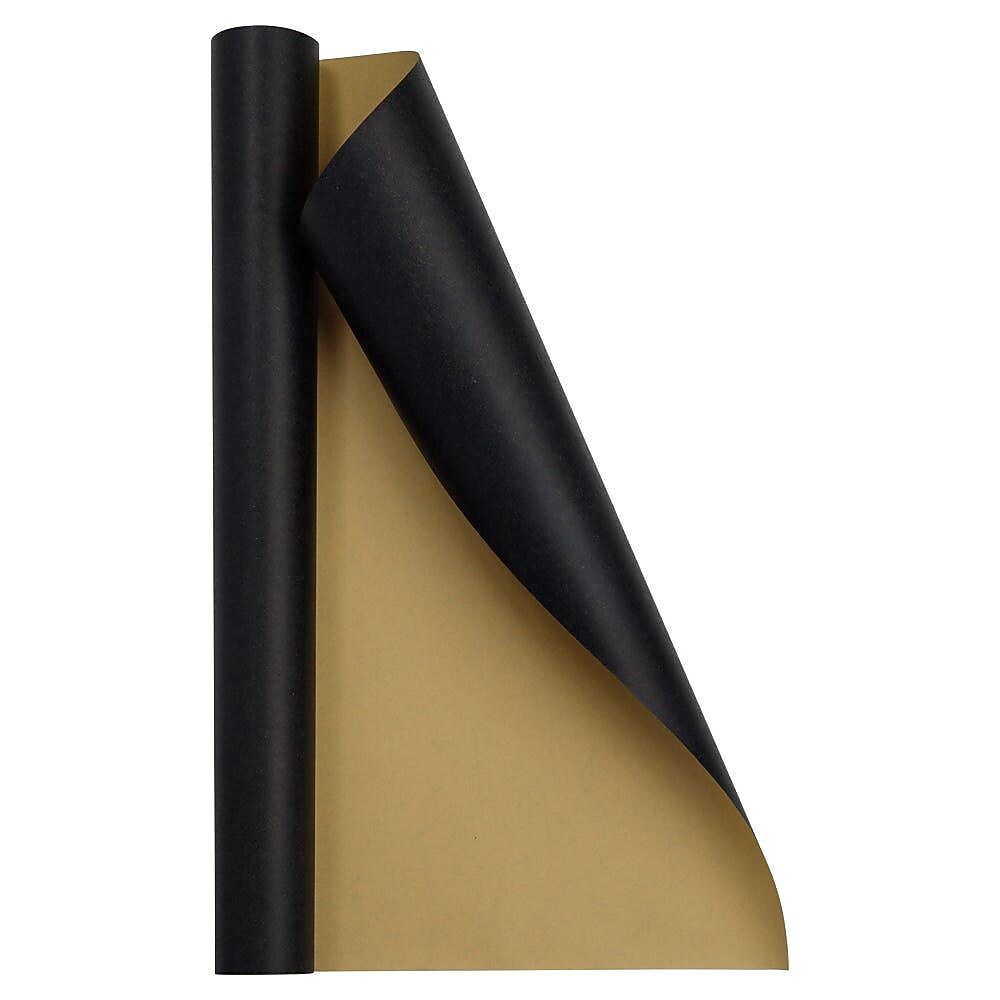 JAM Paper Short Mini Roll Wrapping Paper, 26.3 sq. ft., Black Kraft, 2/Pack(2770135K263a)