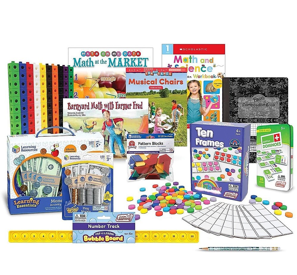 S&S Family Engagement Take Home Bags MATH Grades K-1, Manipulative, Assorted Colors (BK7097001)