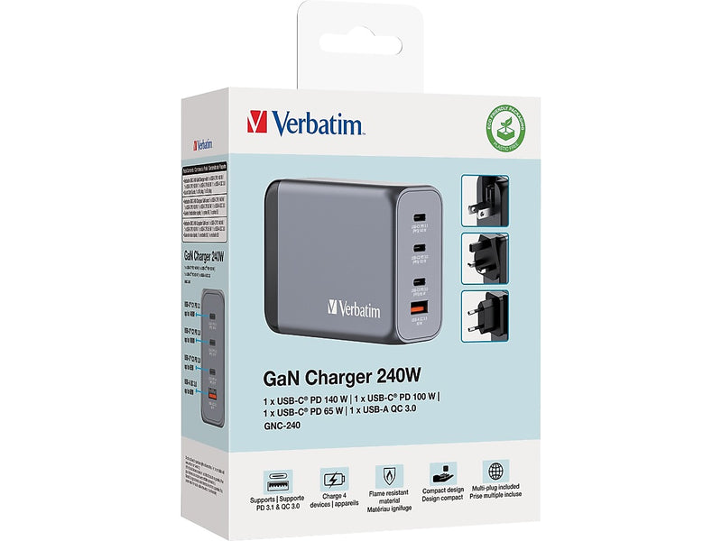 Verbatim USB Type-A/USB Type-C Wall Charger, Gray (32205)