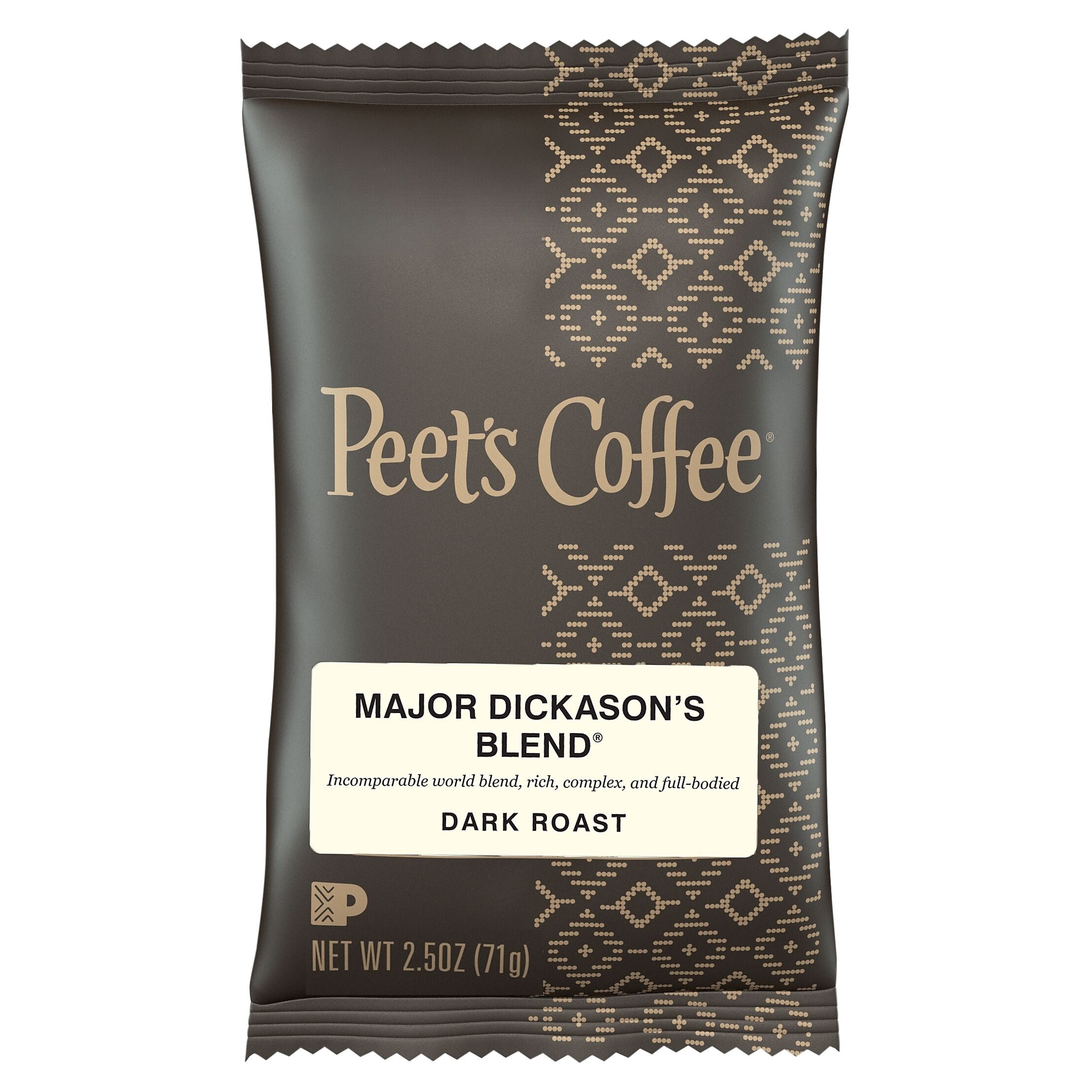 Peet's Coffee Major Dickason's Blend Ground Coffee, Dark Roast, 18/Box (PCEMAJP25)
