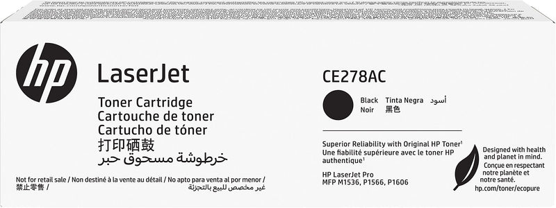 HP 78AC Black Standard Yield Toner Cartridge, Prints Up to 2,100 Pages (CE278AC)