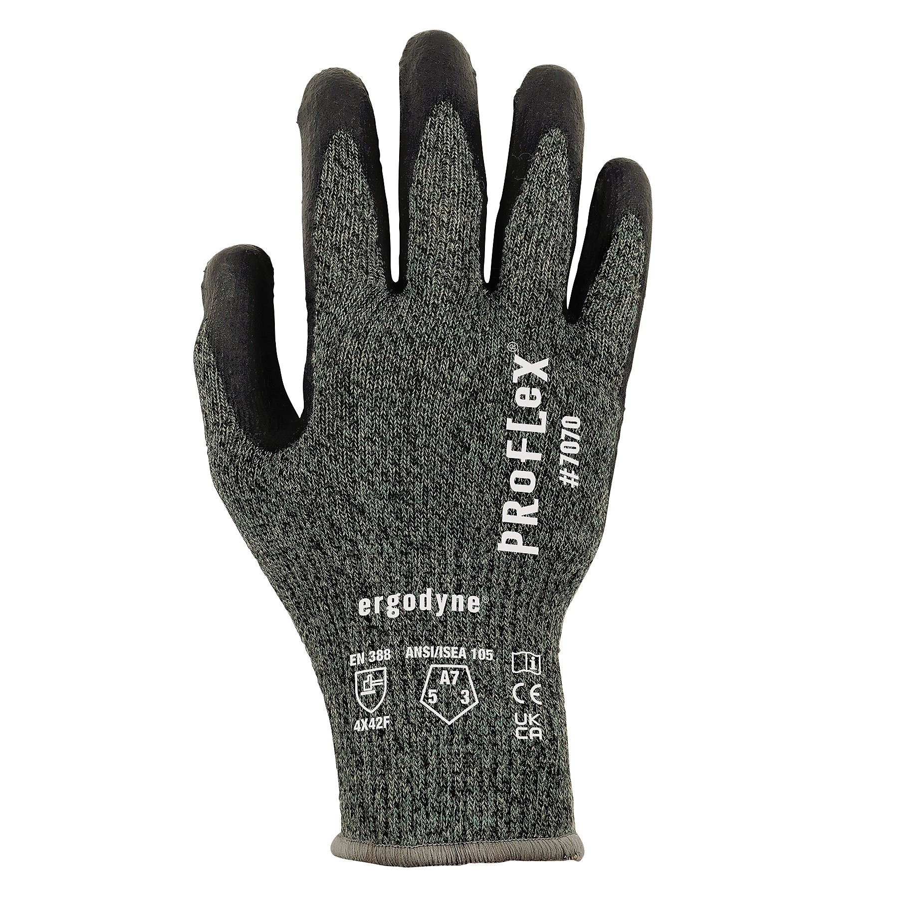 Ergodyne ProFlex 7070 Nitrile Coated Cut-Resistant Gloves, ANSI A7, Heat Resistant, Green, XXL, 12 Pair (18036)
