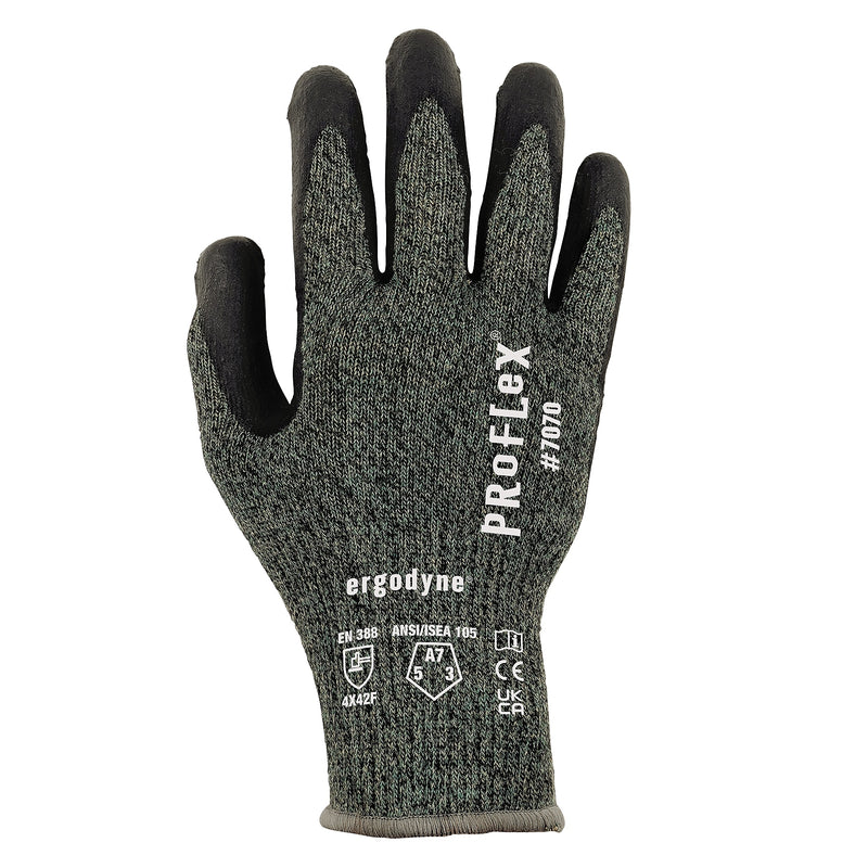 Ergodyne ProFlex 7070 Nitrile Coated Cut-Resistant Gloves, ANSI A7, Heat Resistant, Green, XXL, 12 Pair (18036)