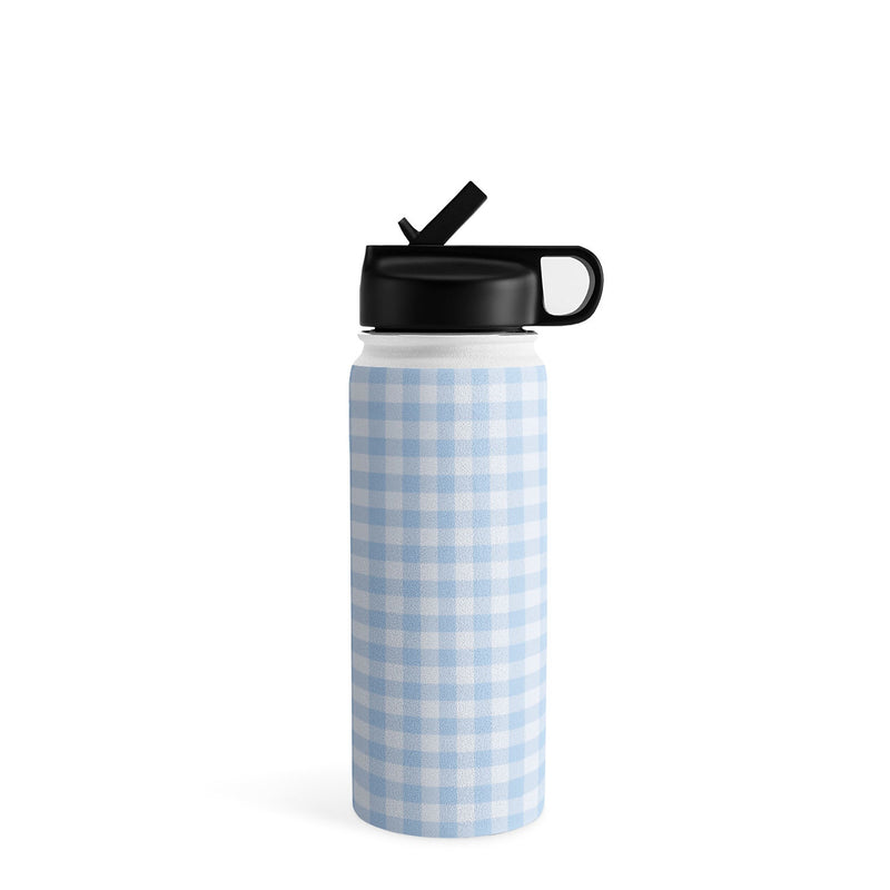 DENY Designs Gingham Pattern Blue by Colour Poems Stainless Steel Double Wall Insulated Water Bottle, 18 oz. (76628-WBTL05)