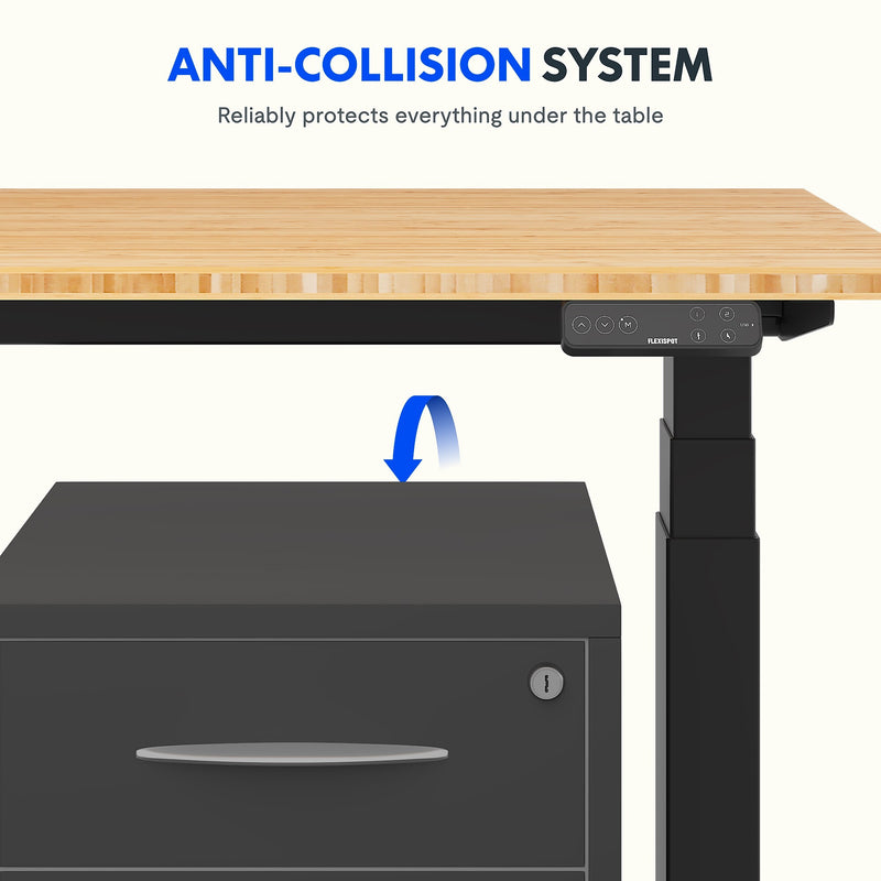 FlexiSpot E7 Commercial 48''W Electric Adjustable Standing Desk, Bamboo/Black (E7BCOM4824-LBZB)