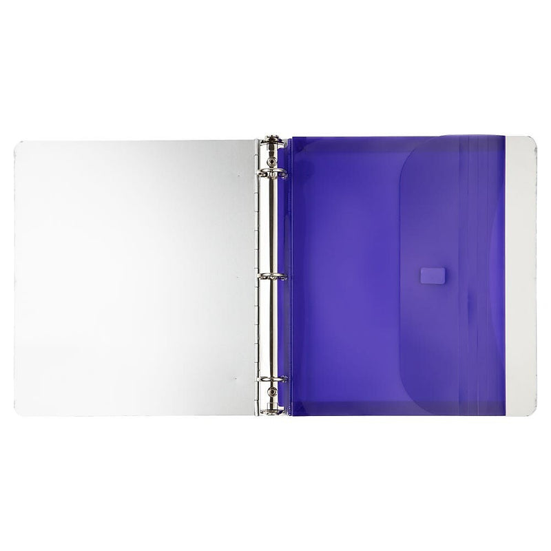 JAM Paper Plastic Binder Pocket, Purple, 3/Pack (218VB1PUX3)