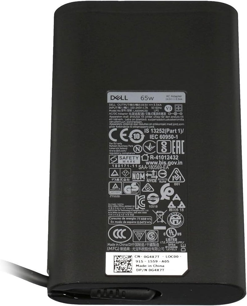 Dell 65W, Slim AC Adapter for Dell Laptop, Black (TG2MG)