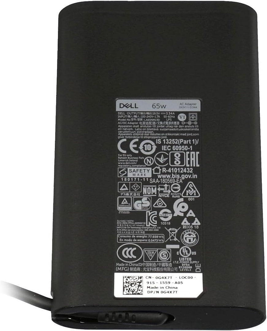 Dell 65W, Slim AC Adapter for Dell Laptop, Black (TG2MG)