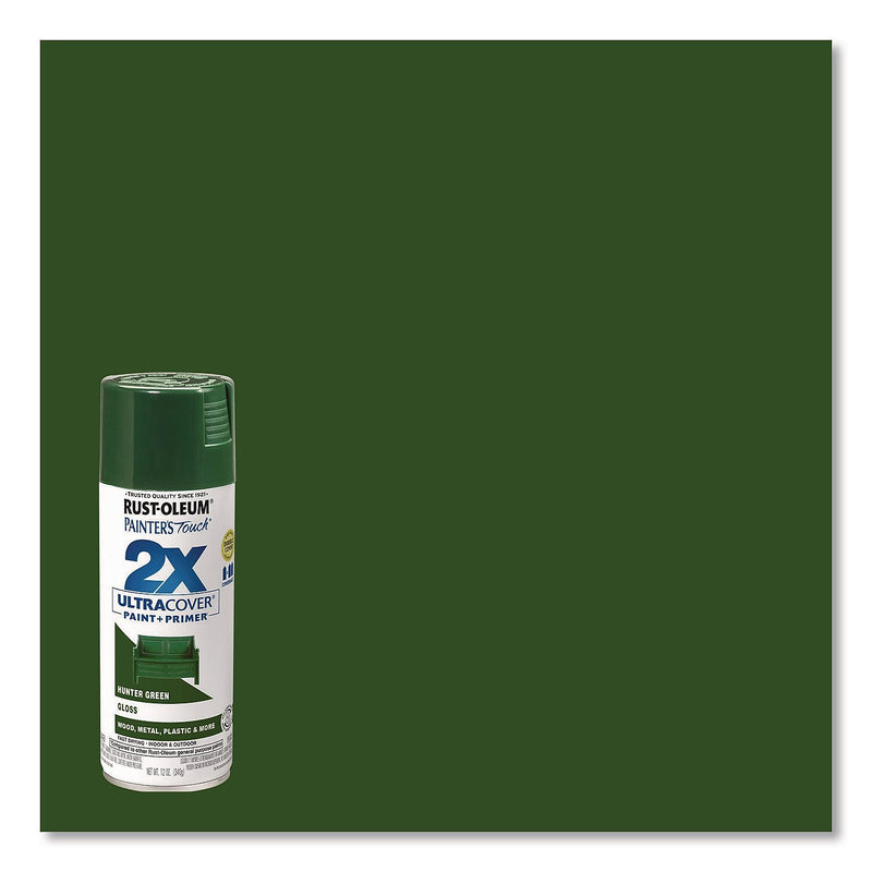 Rust-Oleum Painter's Touch 2X Ultra Cover Spray Paint, Hunter Green, 12 oz., 6/Carton (334034)