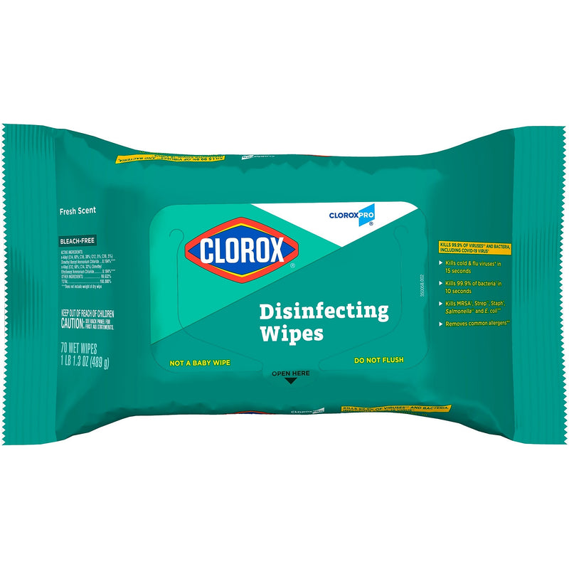 Clorox CloroxPro Disinfecting Wipes, Fresh Scent, 70 Wipes/Container, 9/Carton (60034CT)