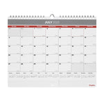 2025-2026 Staples 15" x 12" Academic Monthly Calendar, Gray/Red (ST62816-25)