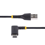 StarTech.com 6.6ft USB-A to USB-C Cable, Charge/Sync, Right-Angled USB C, Heavy-Duty, Black (R2ACR-2M-USB-CABLE)