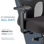 Tempur-Pedic Ergonomic Fabric/Mesh Swivel Task Chair, Grey/Black (TP9000-C-GRY)