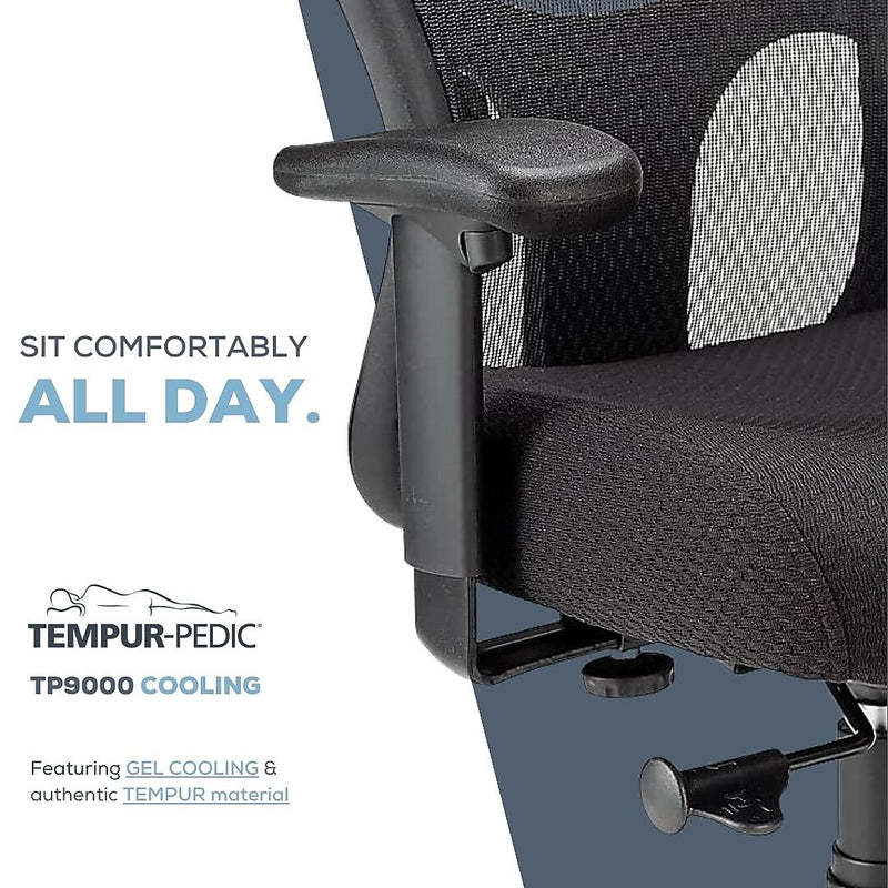 Tempur-Pedic Ergonomic Fabric/Mesh Swivel Task Chair, Grey/Black (TP9000-C-GRY)