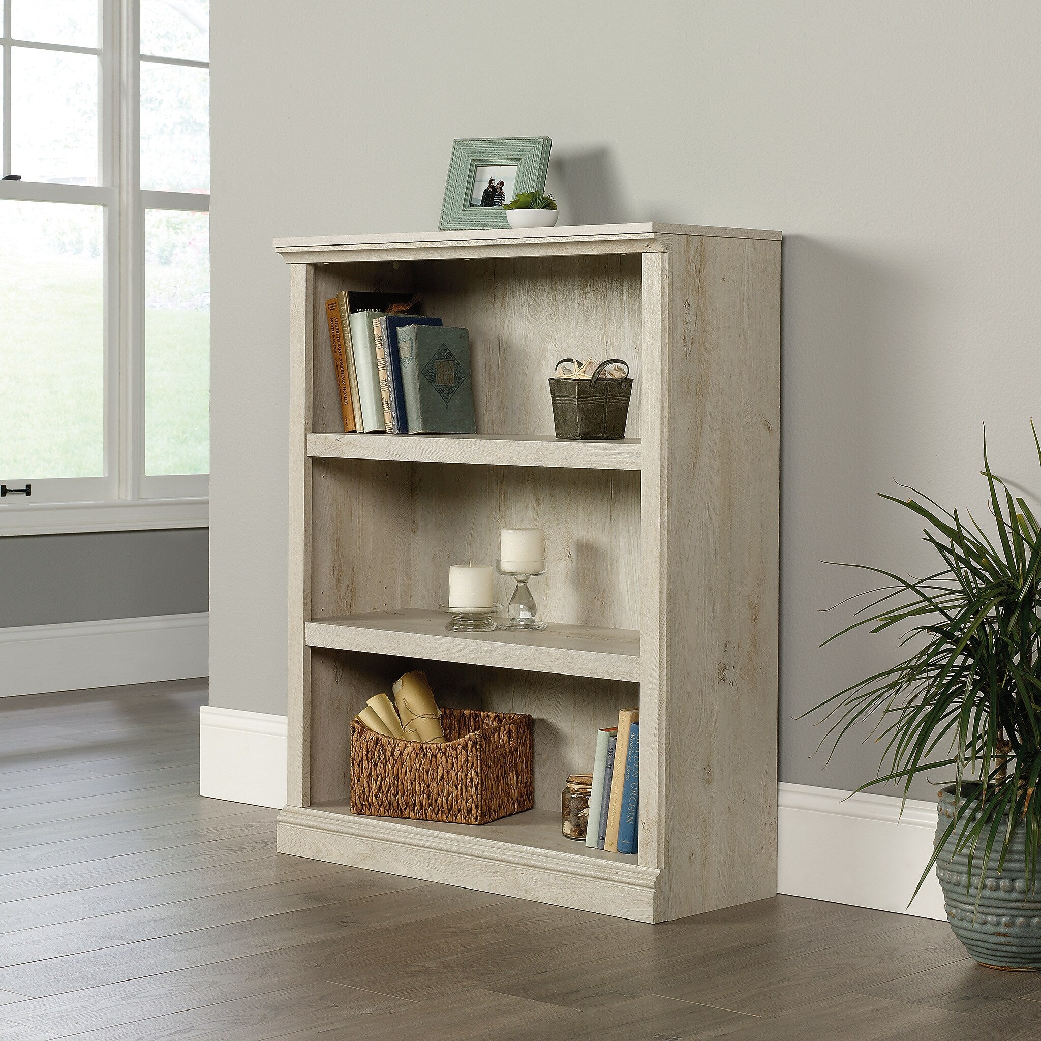 Sauder Select 44"H 3-Shelf Bookcase, Chalked Chestnut (423032)