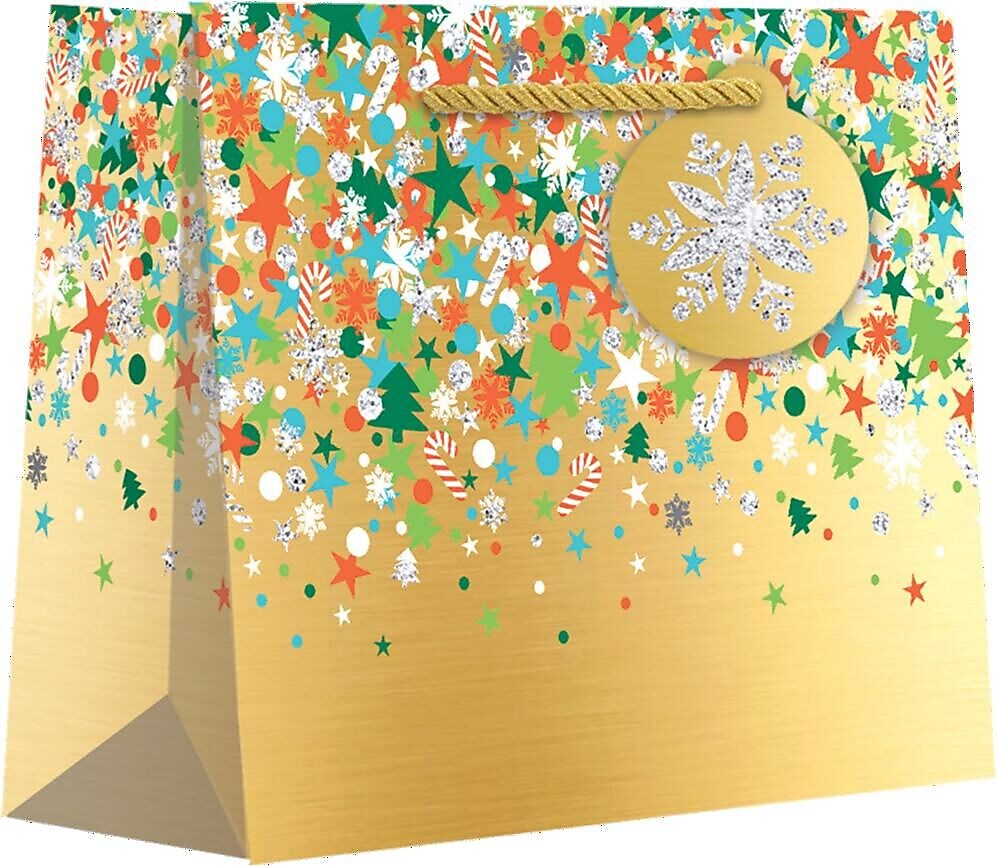JAM Paper Christmas Party Gift Bags, Assorted Colors, 120/Pack (526BXTT7201)