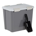 Iris 36 Quart Storage Container with Scoop for Dog & Cat Food, Plastic, Dark Gray (100148)