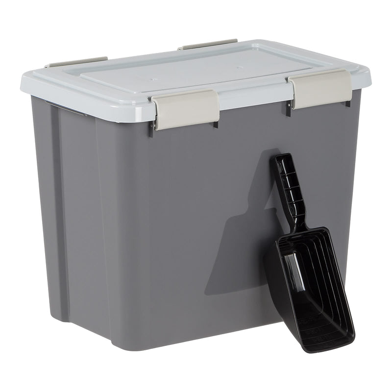 Iris 36 Quart Storage Container with Scoop for Dog & Cat Food, Plastic, Dark Gray (100148)